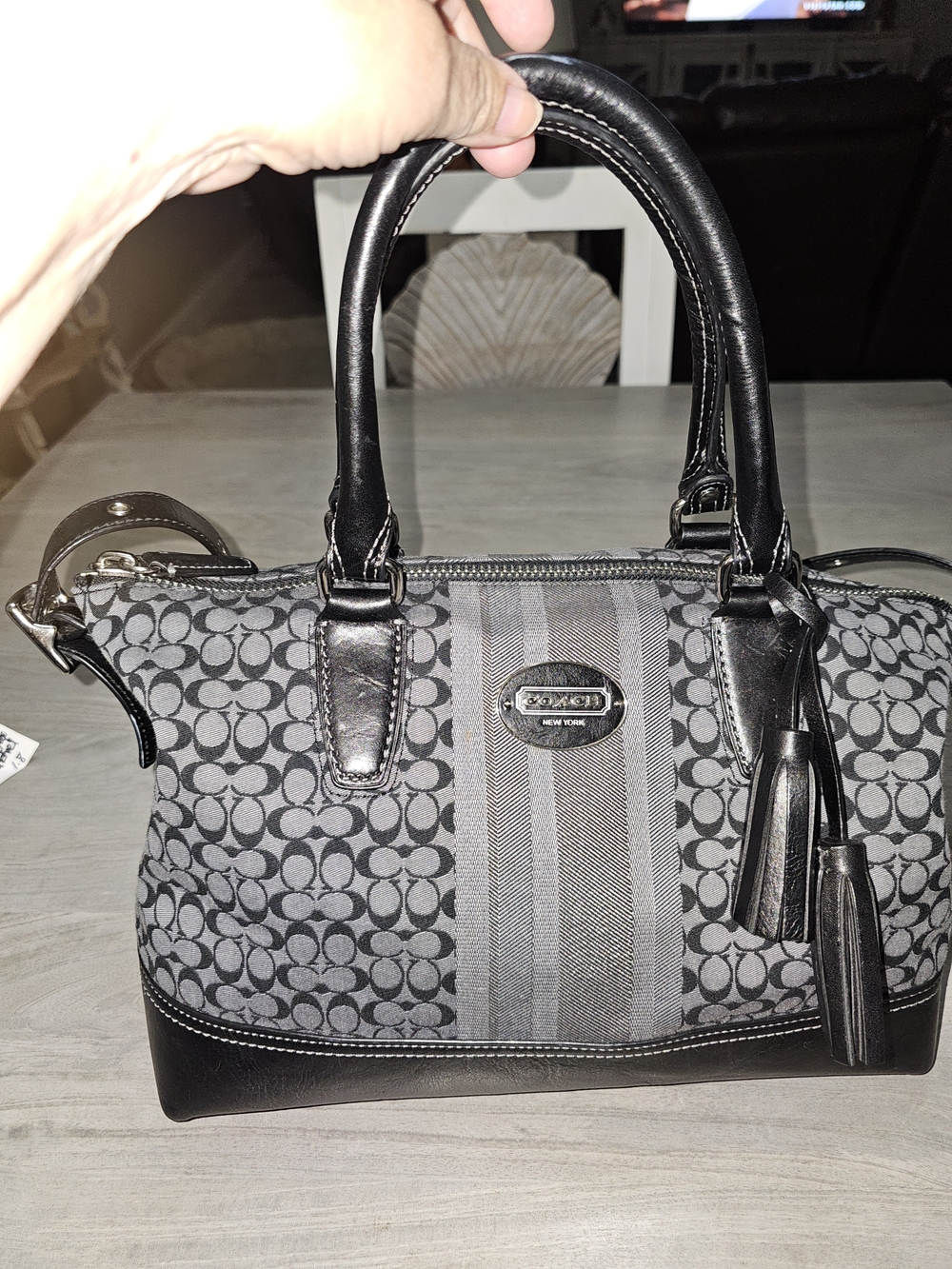 Coach  Signature Legacy Stripe Molly Satchel with Tassel